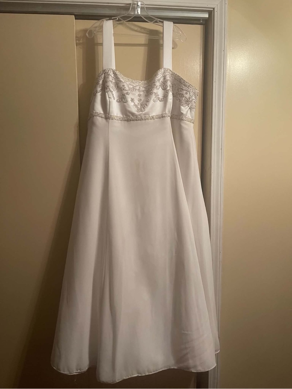 Alfred Angelo White Strap A-Line Wedding Dress with Beaded Bodice